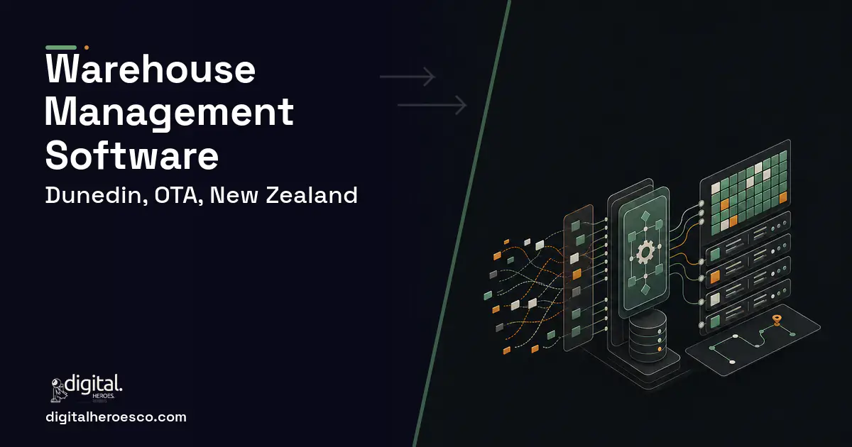 Warehouse Management Software workflow illustration for Dunedin, OTA, New Zealand.