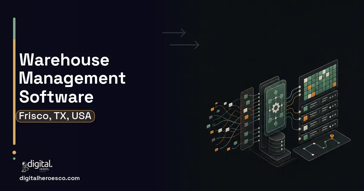 Warehouse Management Software workflow illustration for Frisco, TX, USA.