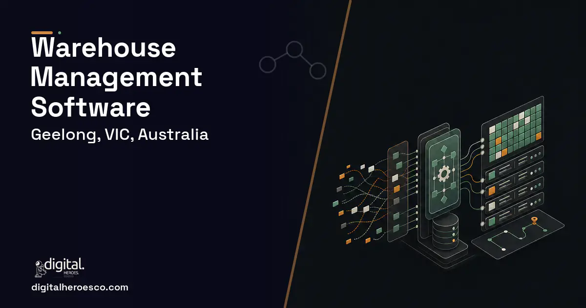 Warehouse Management Software workflow illustration for Geelong, VIC, Australia.