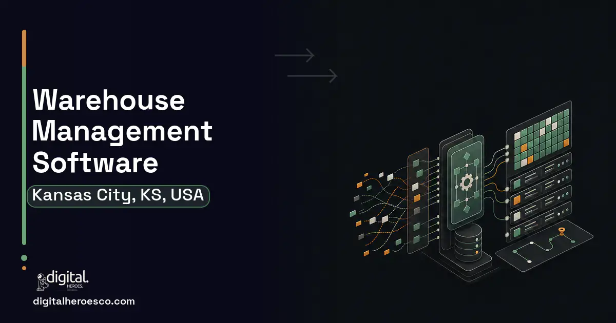 Warehouse Management Software workflow illustration for Kansas City, KS, USA.