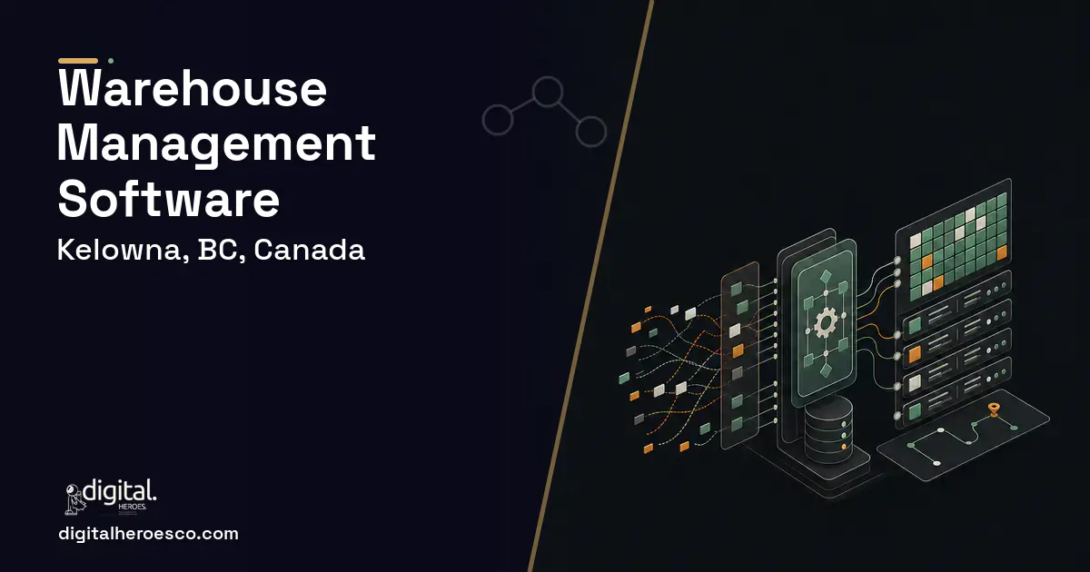 Warehouse Management Software workflow illustration for Kelowna, BC, Canada.