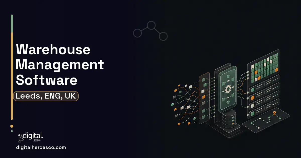 Warehouse Management Software workflow illustration for Leeds, ENG, UK.