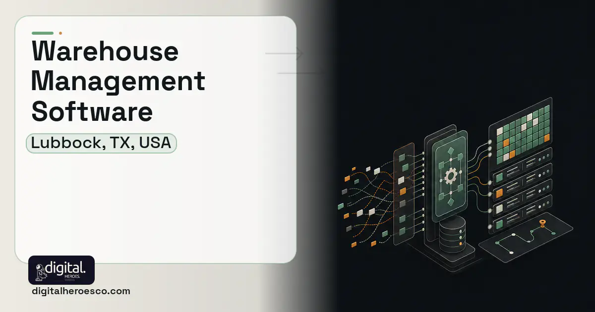 Warehouse Management Software workflow illustration for Lubbock, TX, USA.