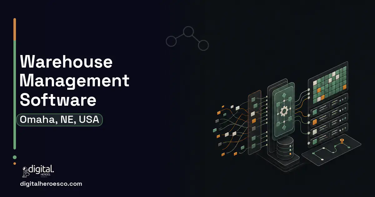 Warehouse Management Software workflow illustration for Omaha, NE, USA.