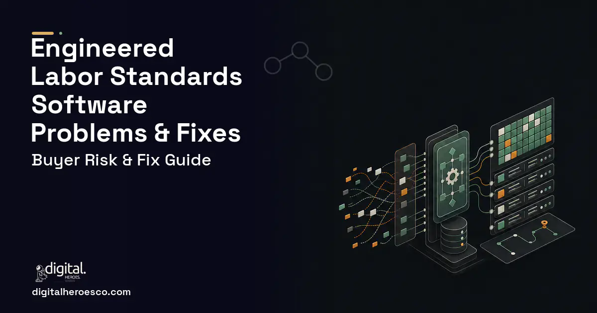 Engineered Labor Standards Software workflow illustration showing common problems and fixes.