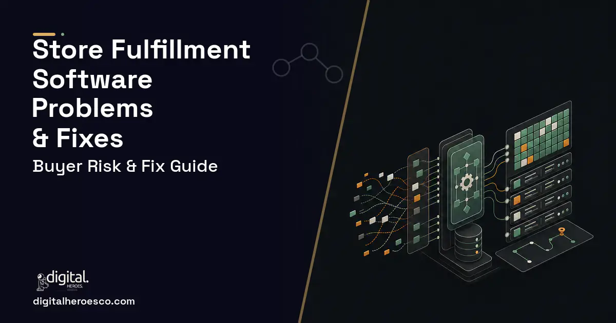 Store Fulfillment Software workflow illustration showing common problems and fixes.