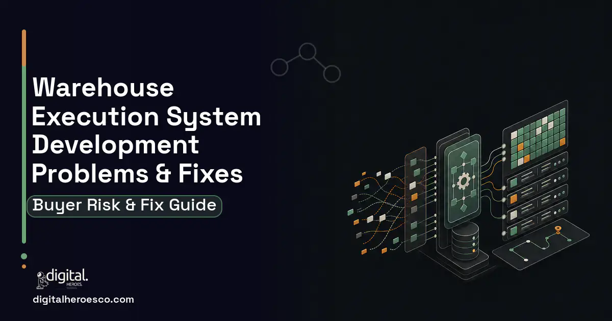 Warehouse Execution System Development workflow illustration showing common problems and fixes.