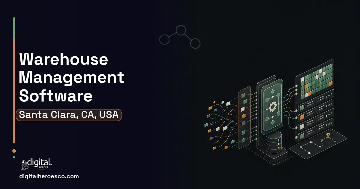 Warehouse Management Software workflow illustration for Santa Clara, CA, USA.