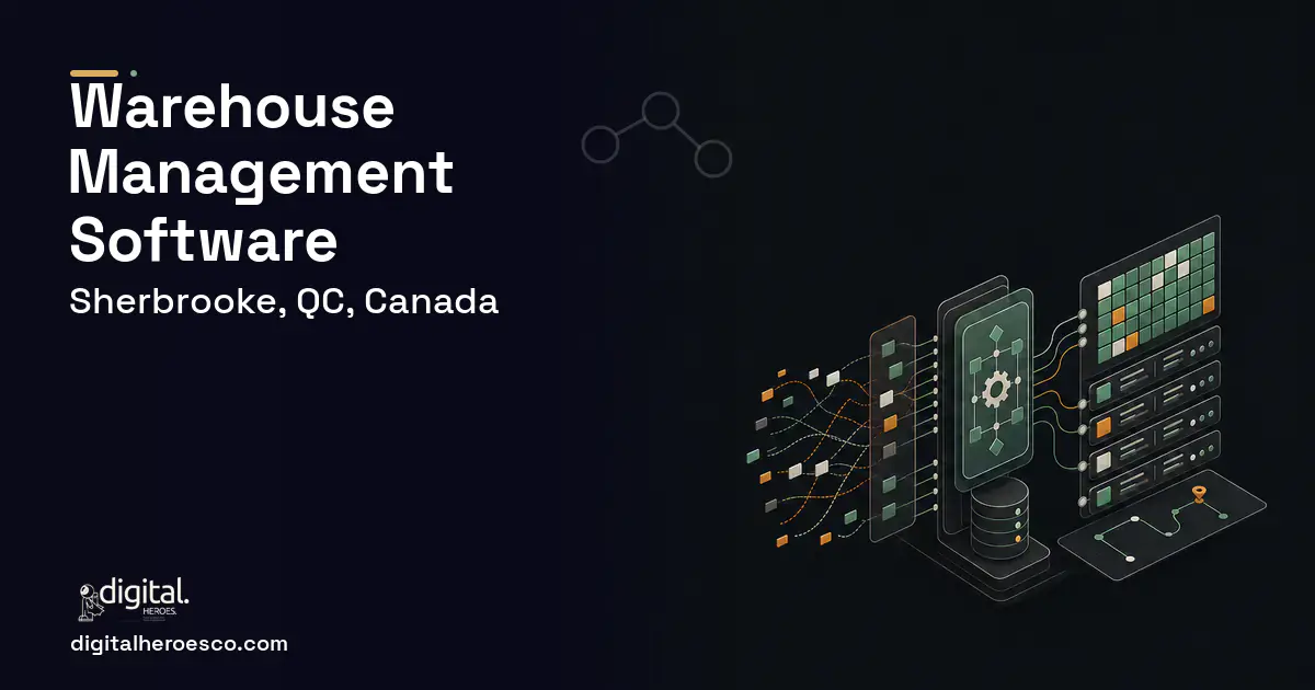 Warehouse Management Software workflow illustration for Sherbrooke, QC, Canada.