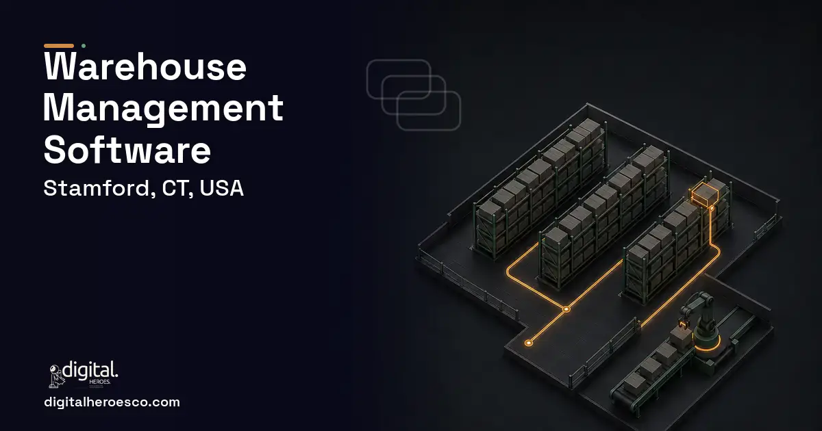 Warehouse Management Software software overview illustration for Stamford, CT, USA.