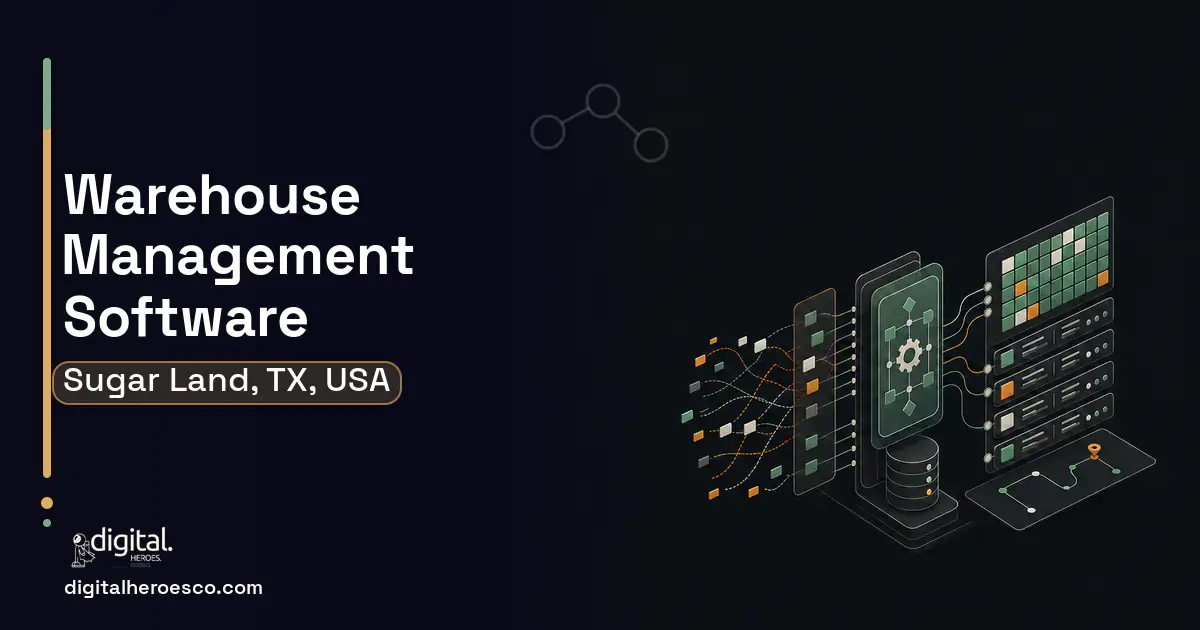 Warehouse Management Software workflow illustration for Sugar Land, TX, USA.