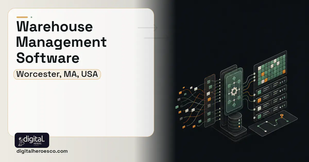Warehouse Management Software workflow illustration for Worcester, MA, USA.