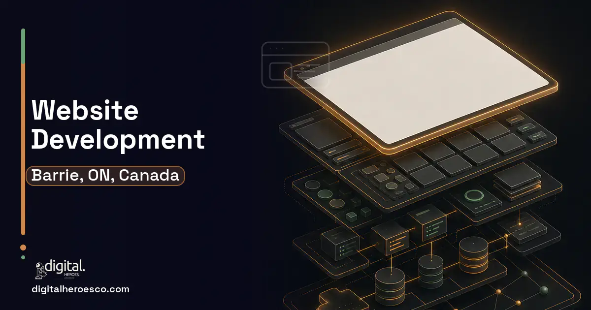 Website Development product interface illustration for Barrie, ON, Canada.