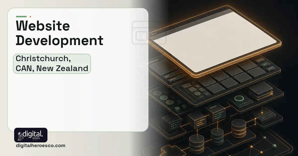 Website Development product interface illustration for Christchurch, CAN, New Zealand.