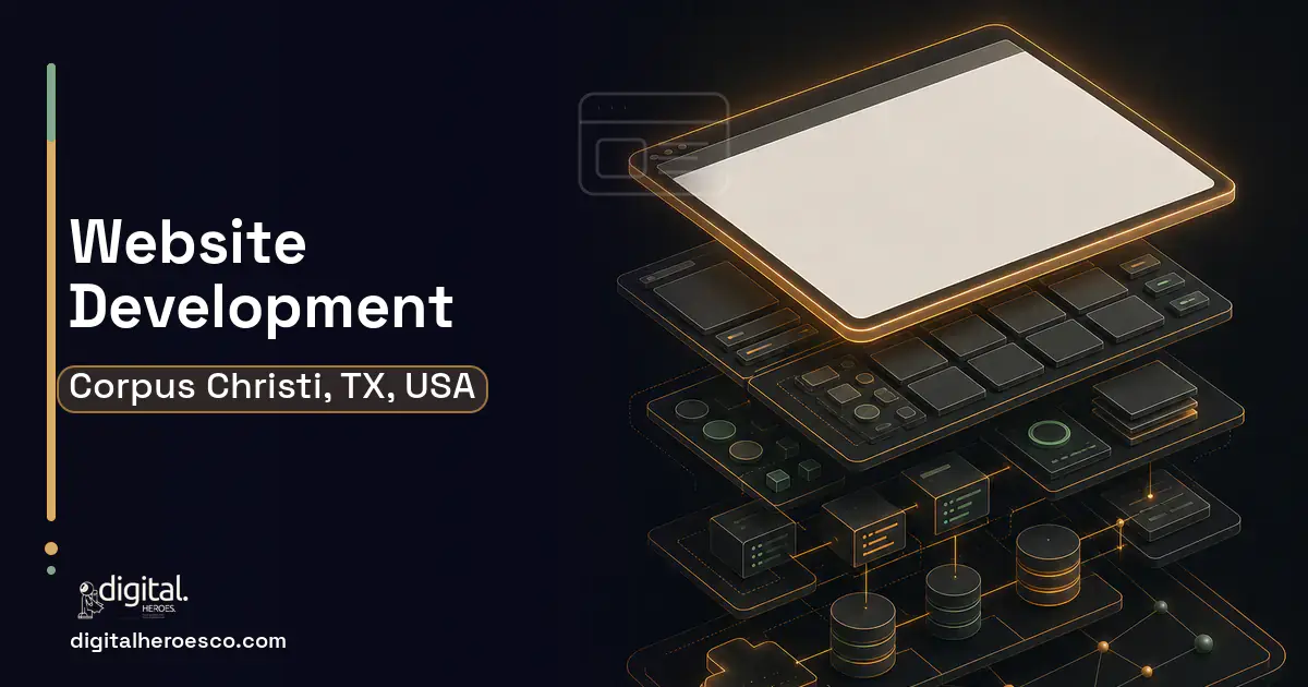 Website Development product interface illustration for Corpus Christi, TX, USA.