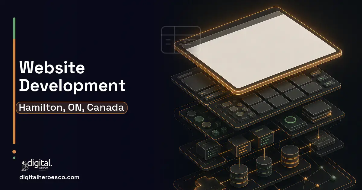 Website Development product interface illustration for Hamilton, ON, Canada.