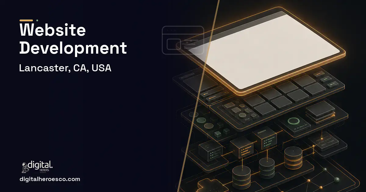 Website Development product interface illustration for Lancaster, CA, USA.