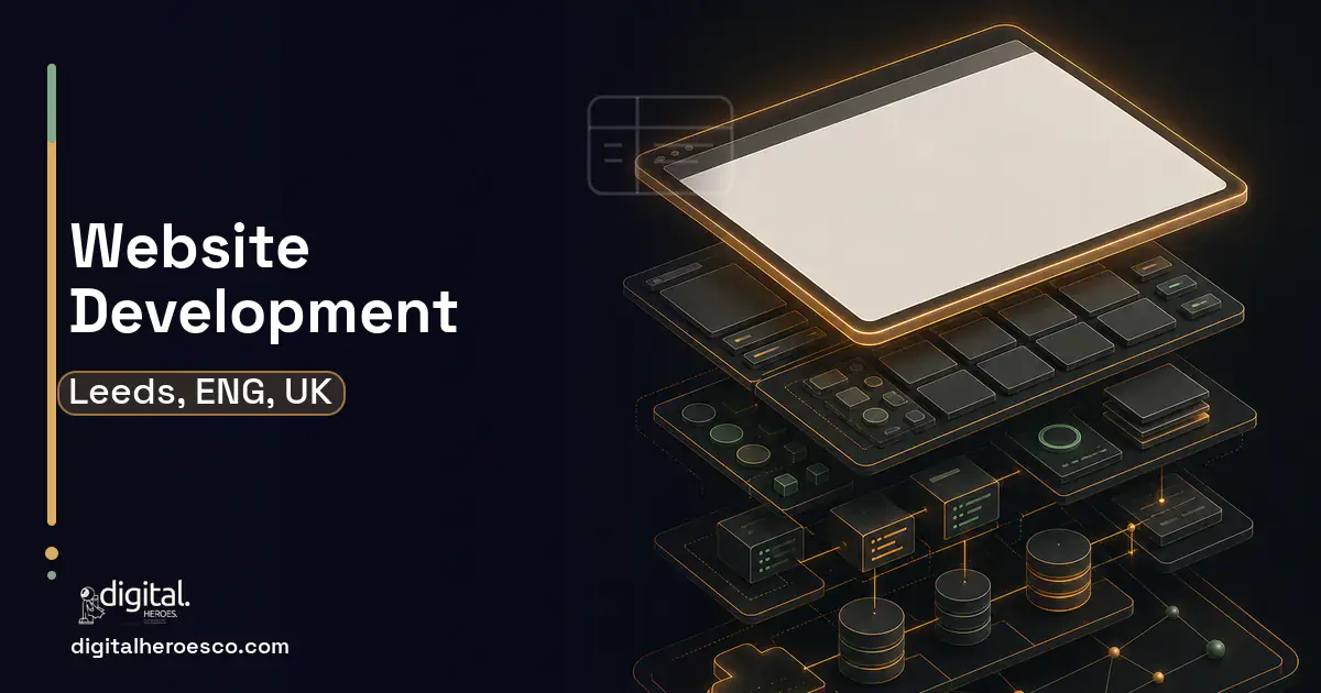 Website Development product interface illustration for Leeds, ENG, UK.