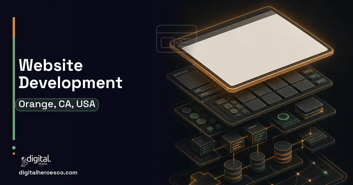 Website Development product interface illustration for Orange, CA, USA.