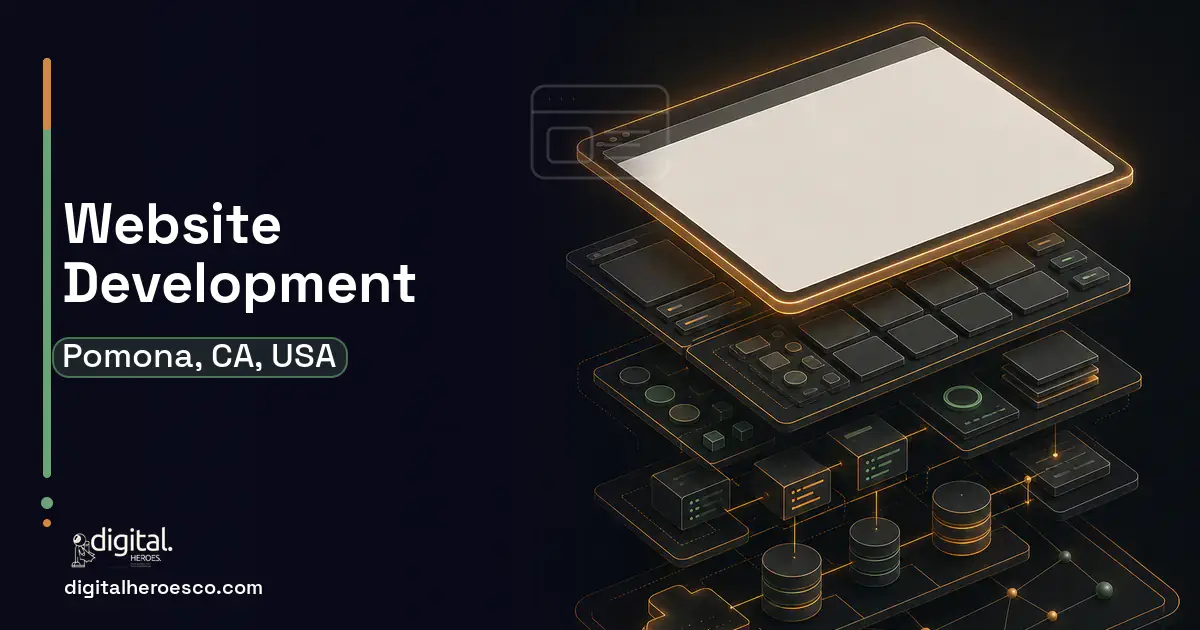Website Development product interface illustration for Pomona, CA, USA.