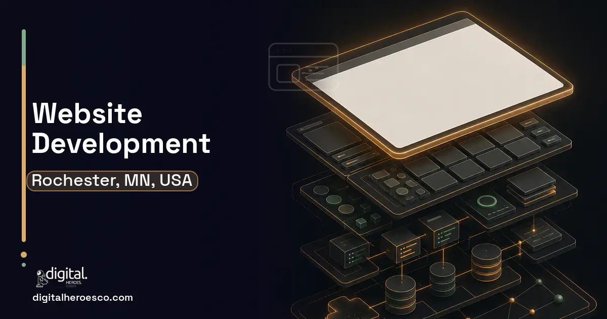 Website Development product interface illustration for Rochester, MN, USA.