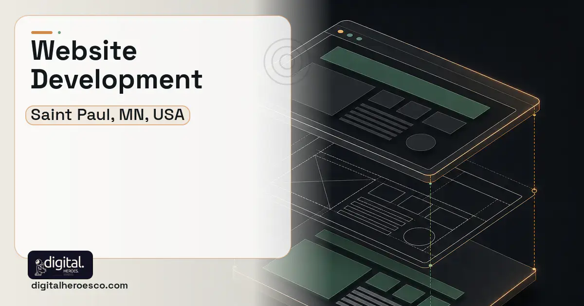 Website Development software overview illustration for Saint Paul, MN, USA.