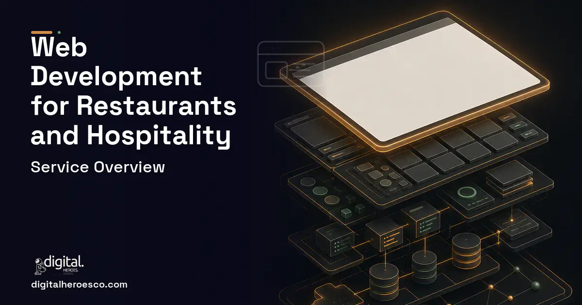 Website Development product interface illustration for Web Development for Restaurants and Hospitality Businesses.