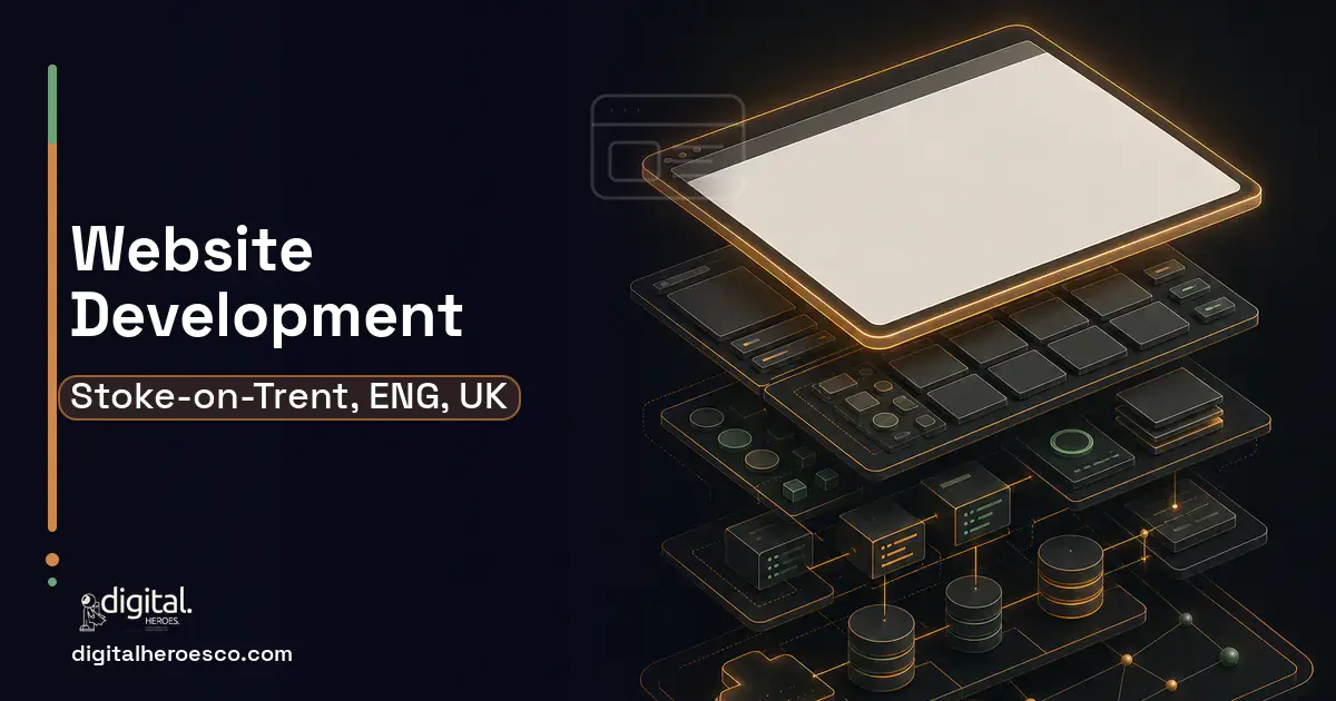 Website Development product interface illustration for Stoke-on-Trent, ENG, UK.