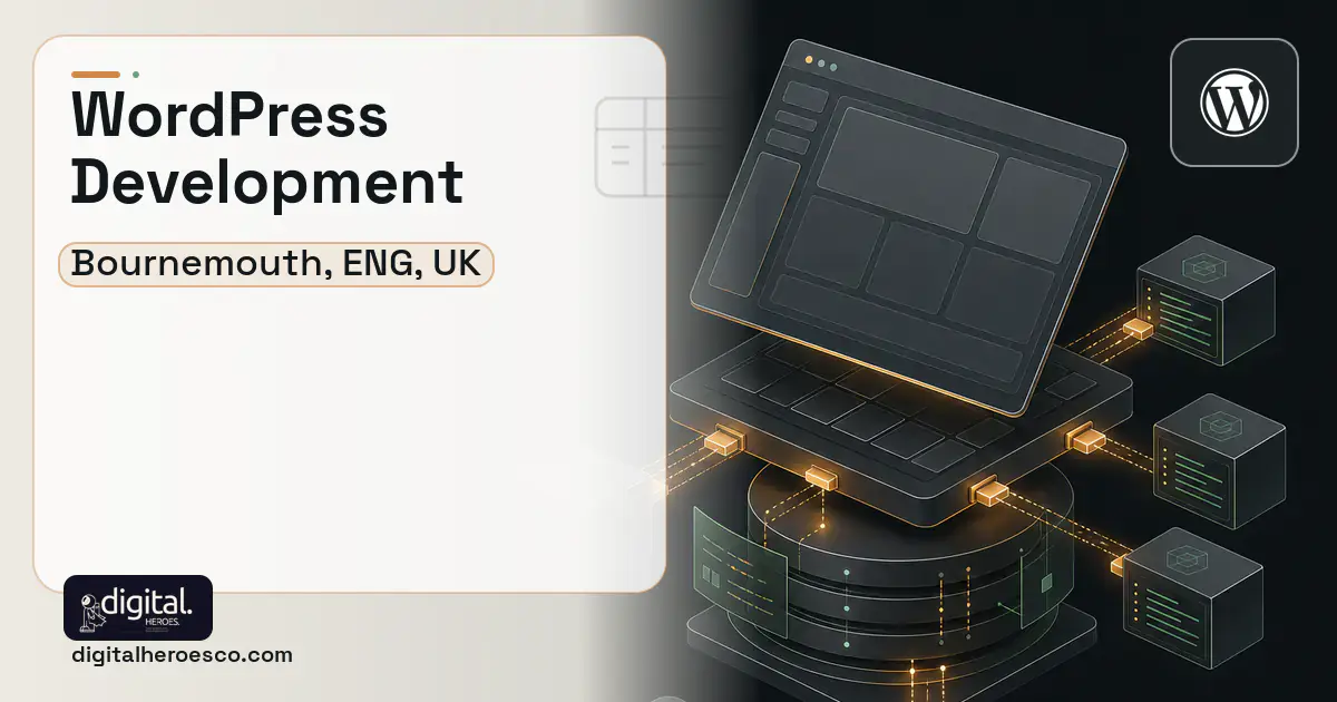 WordPress Development product interface illustration for Bournemouth, ENG, UK.