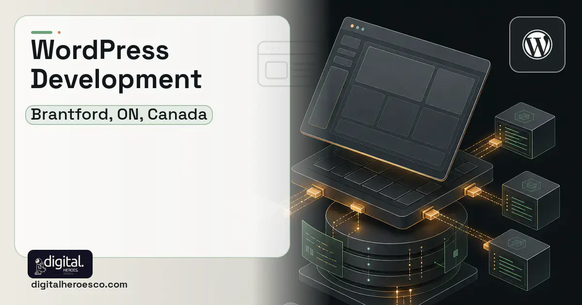 WordPress Development product interface illustration for Brantford, ON, Canada.