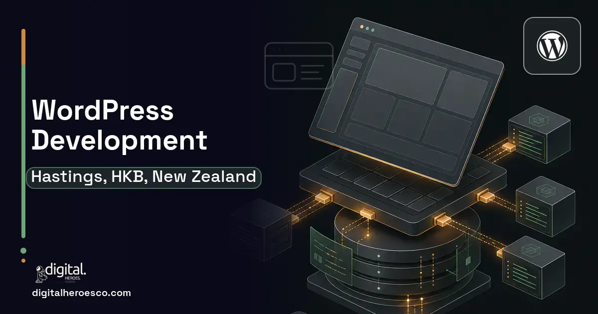 WordPress Development product interface illustration for Hastings, HKB, New Zealand.