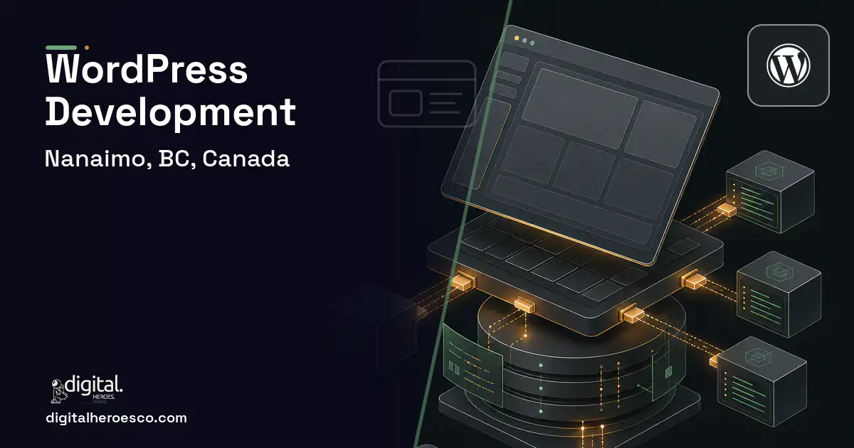 WordPress Development product interface illustration for Nanaimo, BC, Canada.