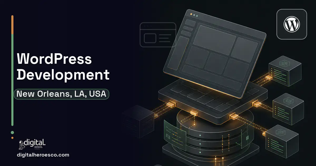 WordPress Development product interface illustration for New Orleans, LA, USA.