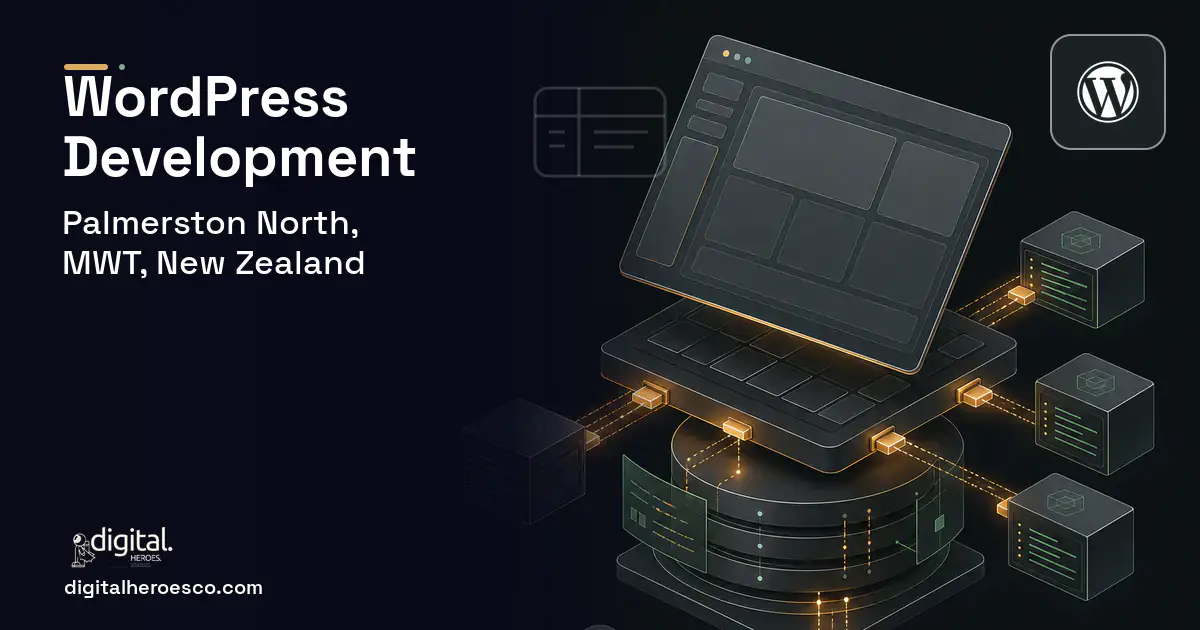 WordPress Development product interface illustration for Palmerston North, MWT, New Zealand.