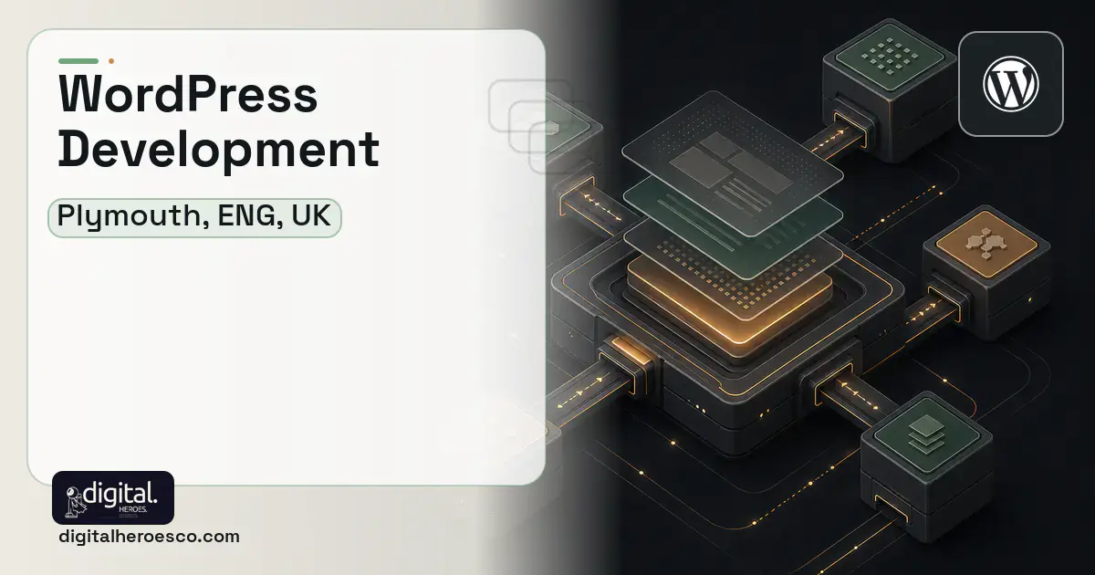 WordPress Development software overview illustration for Plymouth, ENG, UK.