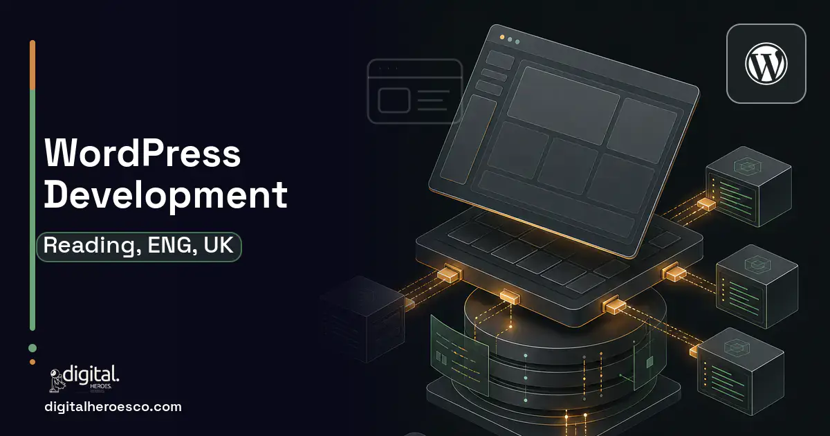 WordPress Development product interface illustration for Reading, ENG, UK.