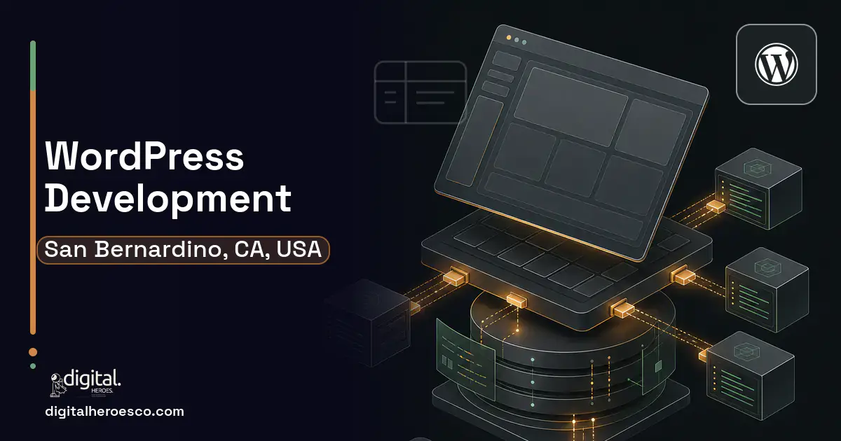 WordPress Development product interface illustration for San Bernardino, CA, USA.