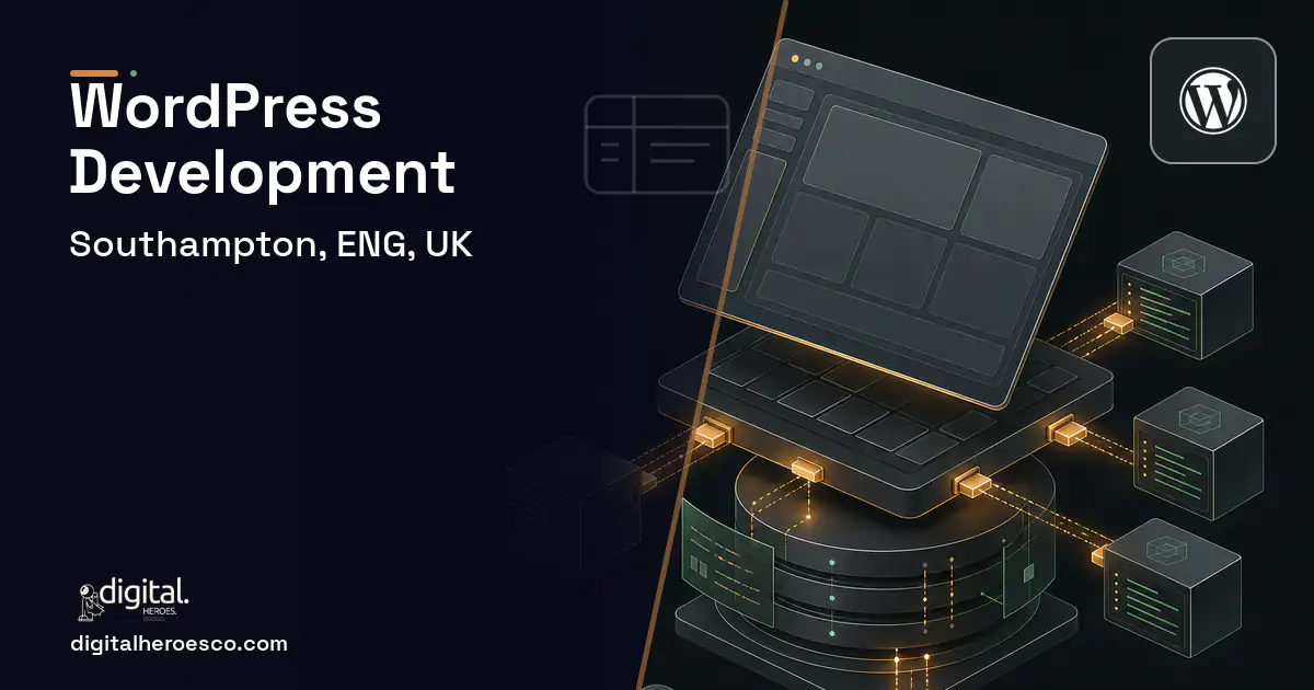 WordPress Development product interface illustration for Southampton, ENG, UK.