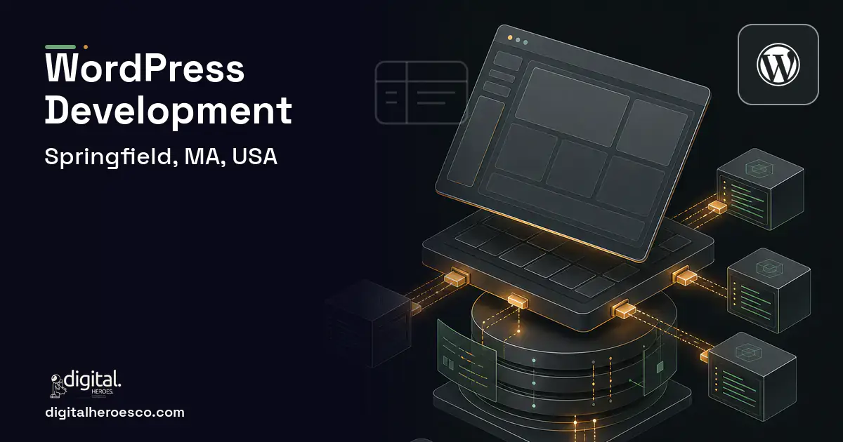 WordPress Development product interface illustration for Springfield, MA, USA.