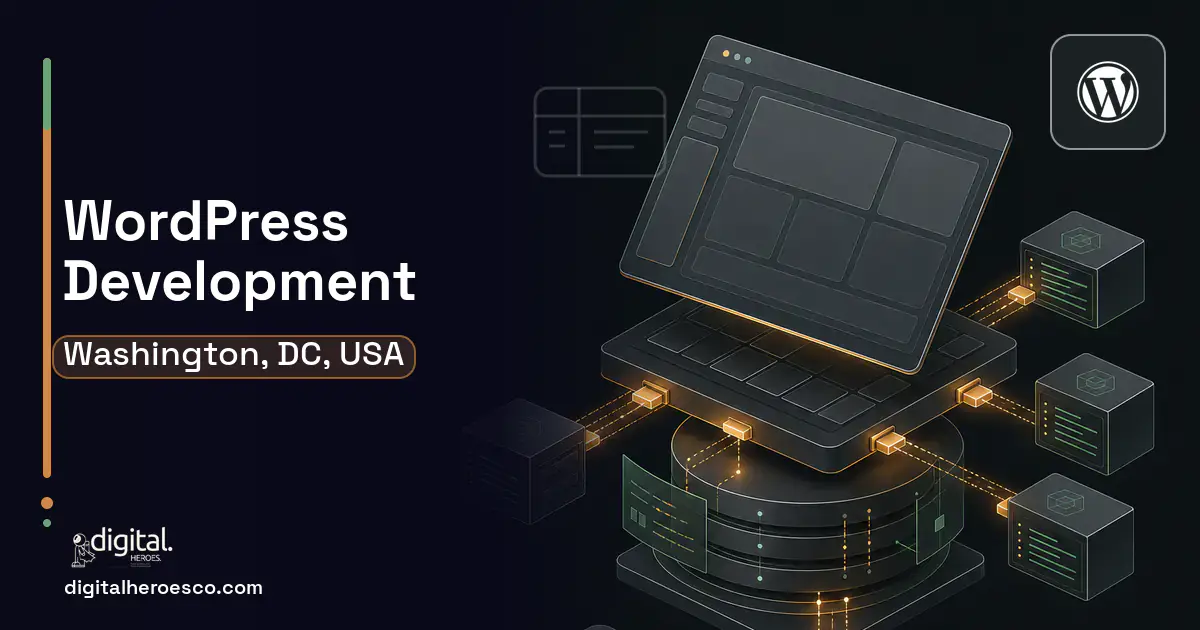 WordPress Development product interface illustration for Washington, DC, USA.