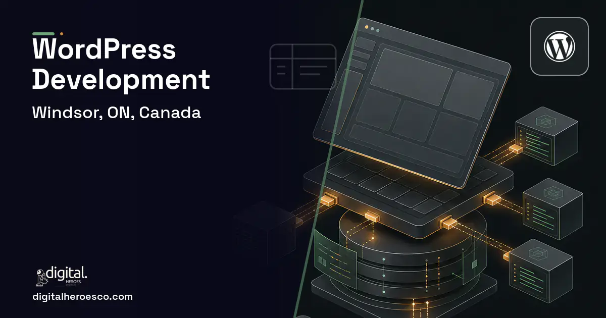 WordPress Development product interface illustration for Windsor, ON, Canada.